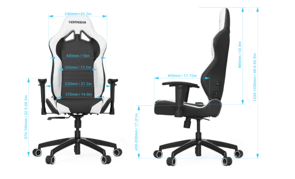 Vertagear SL2000 dimensions