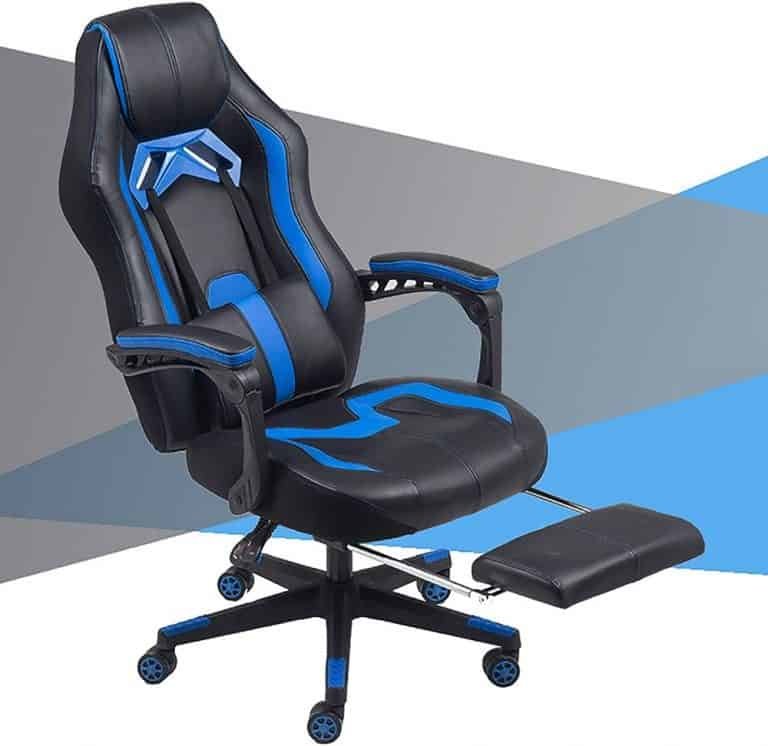 Fauteuil gamer inclinable pivotant avec repose-pied - coussins